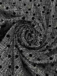 Black/White 100% Polyester Polka Dot Print On Boucle Suiting - NY Designer - 56W