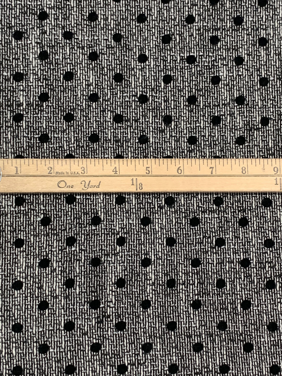 Black/White 100% Polyester Polka Dot Print On Boucle Suiting - NY Designer - 56W
