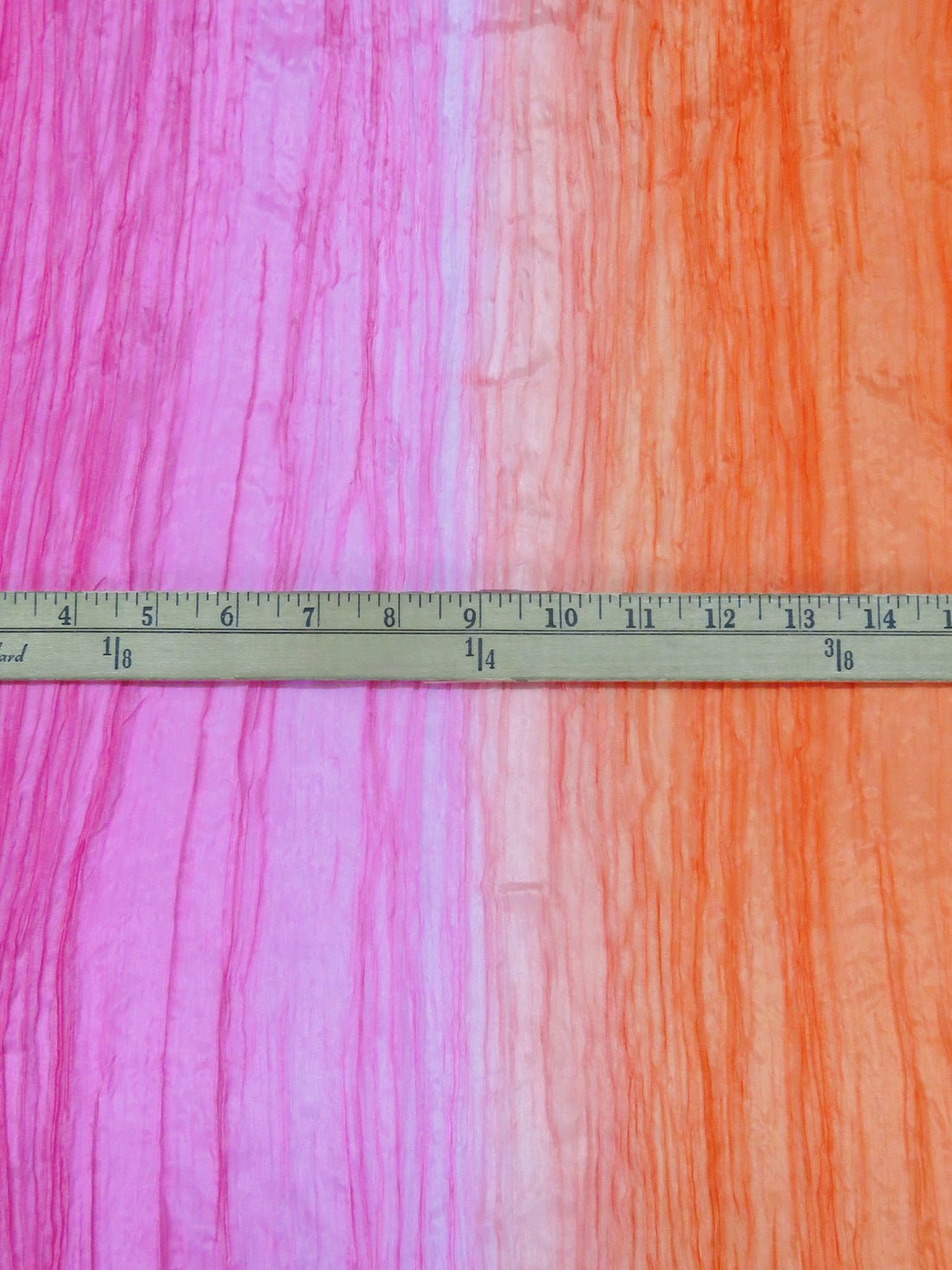 Telemagenta/Red-Orange 100% Silk Ombre Crinkle Chiffon - NY Designer - 19W