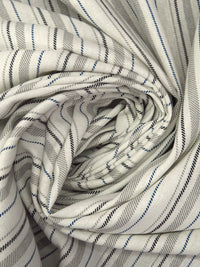 Off-White/Dark Blue/Mid Gray/Black Linen/Cotton Vertical Stripe Print Shirt Weight Woven - NY Designer - 54W