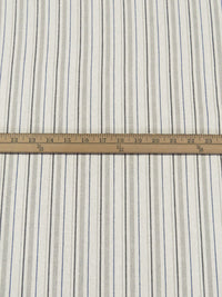 Off-White/Dark Blue/Mid Gray/Black Linen/Cotton Vertical Stripe Print Shirt Weight Woven - NY Designer - 54W