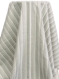 Off-White/Dark Blue/Mid Gray/Black Linen/Cotton Vertical Stripe Print Shirt Weight Woven - NY Designer - 54W