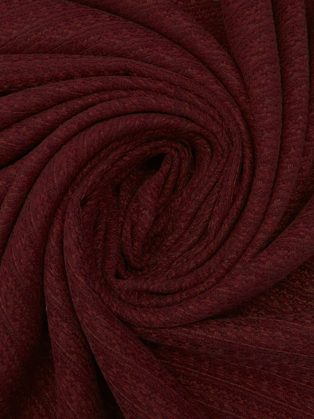 Dark Maroon 100% Polyester Horizontal Novelty Stripe Weave Chenille Boucle Suiting - NY Designer - 57W