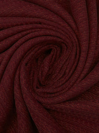 Dark Maroon 100% Polyester Horizontal Novelty Stripe Weave Chenille Boucle Suiting - NY Designer - 57W