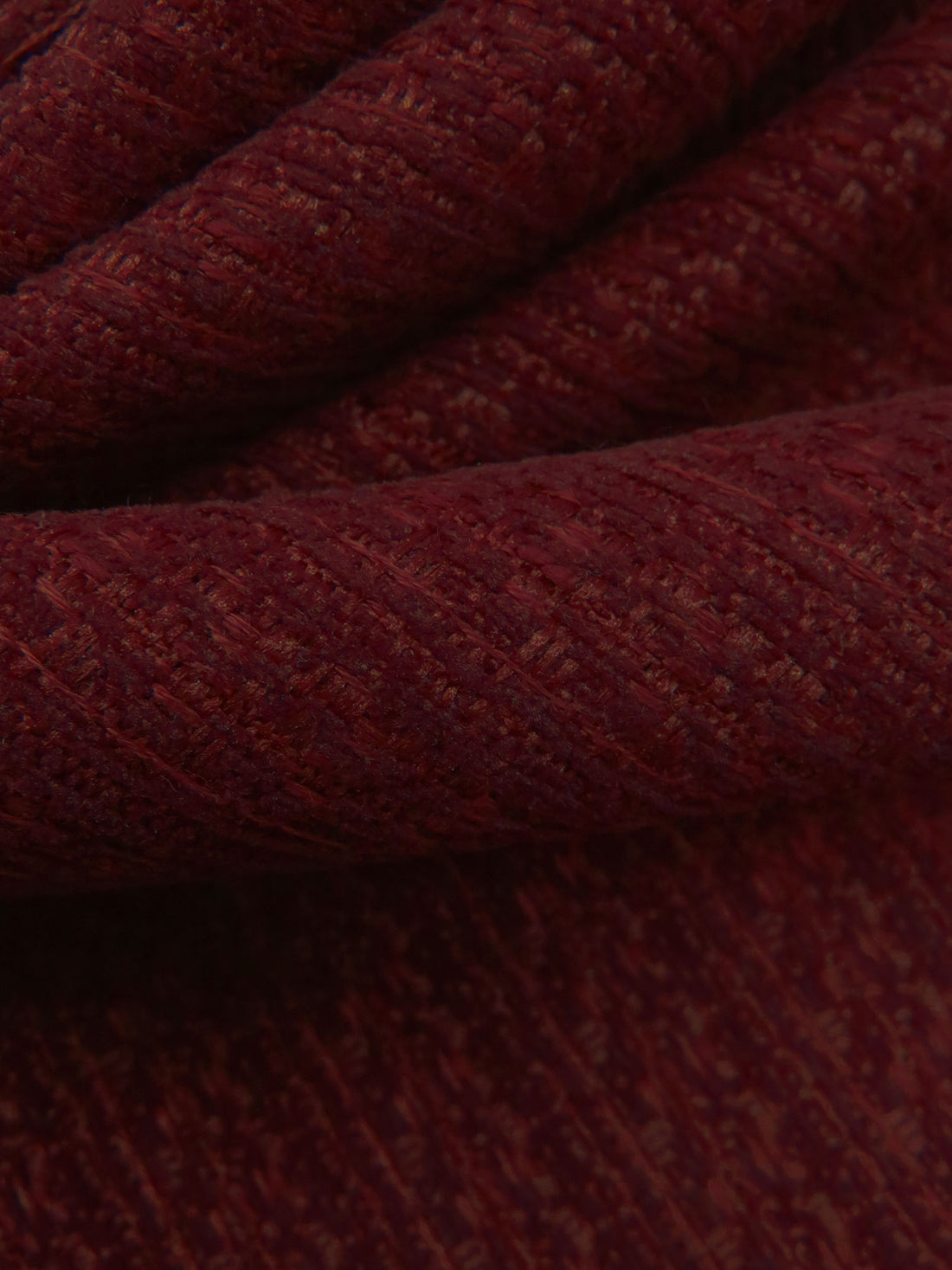 Dark Maroon 100% Polyester Horizontal Novelty Stripe Weave Chenille Boucle Suiting - NY Designer - 57W