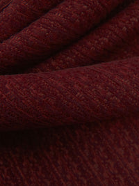 Dark Maroon 100% Polyester Horizontal Novelty Stripe Weave Chenille Boucle Suiting - NY Designer - 57W