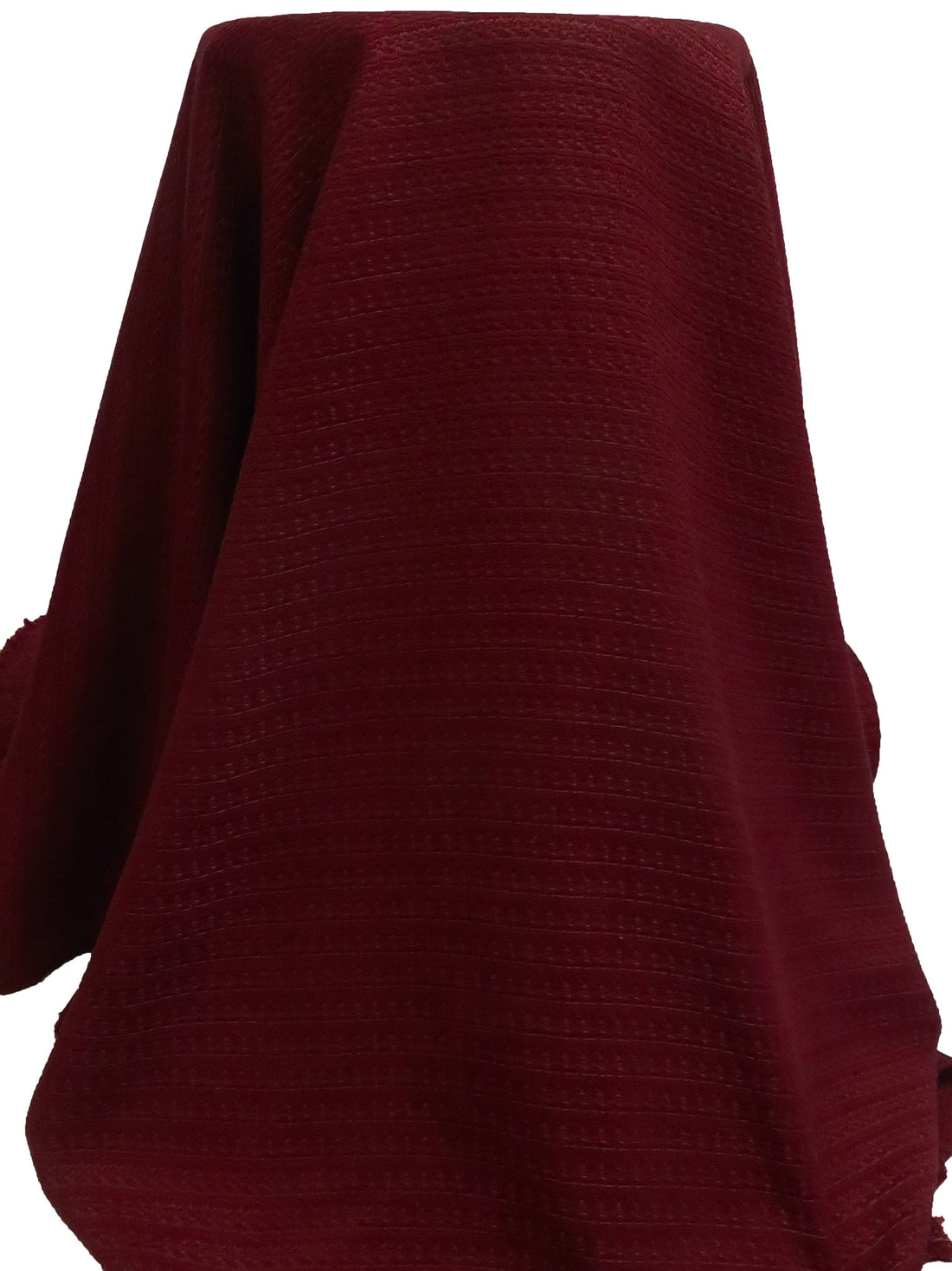 Dark Maroon 100% Polyester Horizontal Novelty Stripe Weave Chenille Boucle Suiting - NY Designer - 57W
