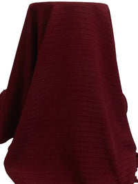 Dark Maroon 100% Polyester Horizontal Novelty Stripe Weave Chenille Boucle Suiting - NY Designer - 57W