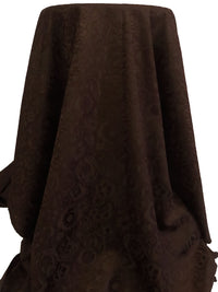 Dark Chocolate Polyester/Lycra Abstract Floral Weave Stretch Jacquard Suiting - Imported Form Japan By NY Designer - 45W