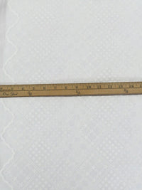 White Cotton/Polyester Double Border Stylized Diamond Embroidered Eyelet Voile - NY Designer - 53W