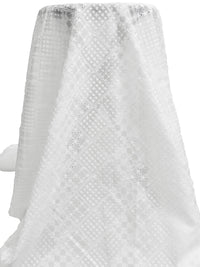 White Cotton/Polyester Double Border Stylized Diamond Embroidered Eyelet Voile - NY Designer - 53W