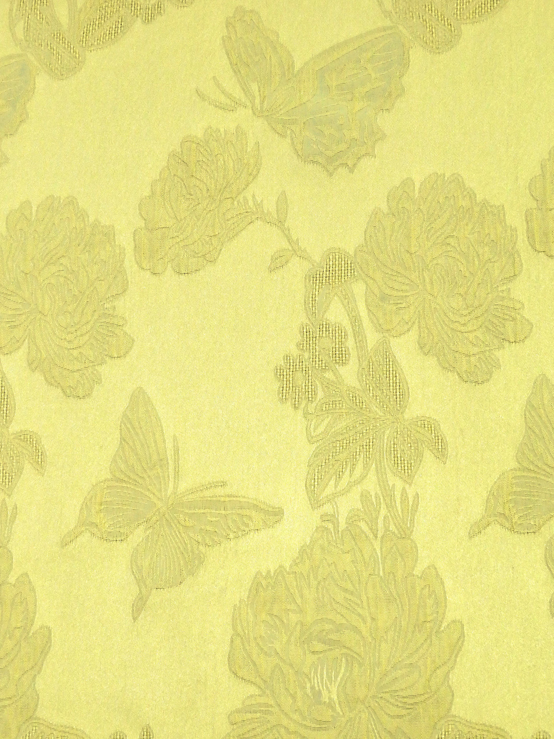 Sweet Corn 100% Polyester Butterfly Floral Weave Burnout Jacquard - NY Designer - 58W