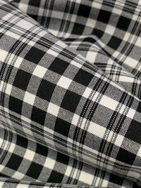 White/Black Polyester/Cotton/Lycra Yarn-Dyed Plaid Stretch Shirting 59W