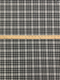 White/Black Polyester/Cotton/Lycra Yarn-Dyed Plaid Stretch Shirting 59W