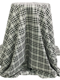 White/Black Polyester/Cotton/Lycra Yarn-Dyed Plaid Stretch Shirting 59W