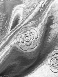 Silver 100% Polyester Embossed Floral Hammered Satin 55W