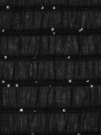 Black 100% Polyester Horizontal Stripe Sequin Shirred Chiffon - NY Designer - 54W