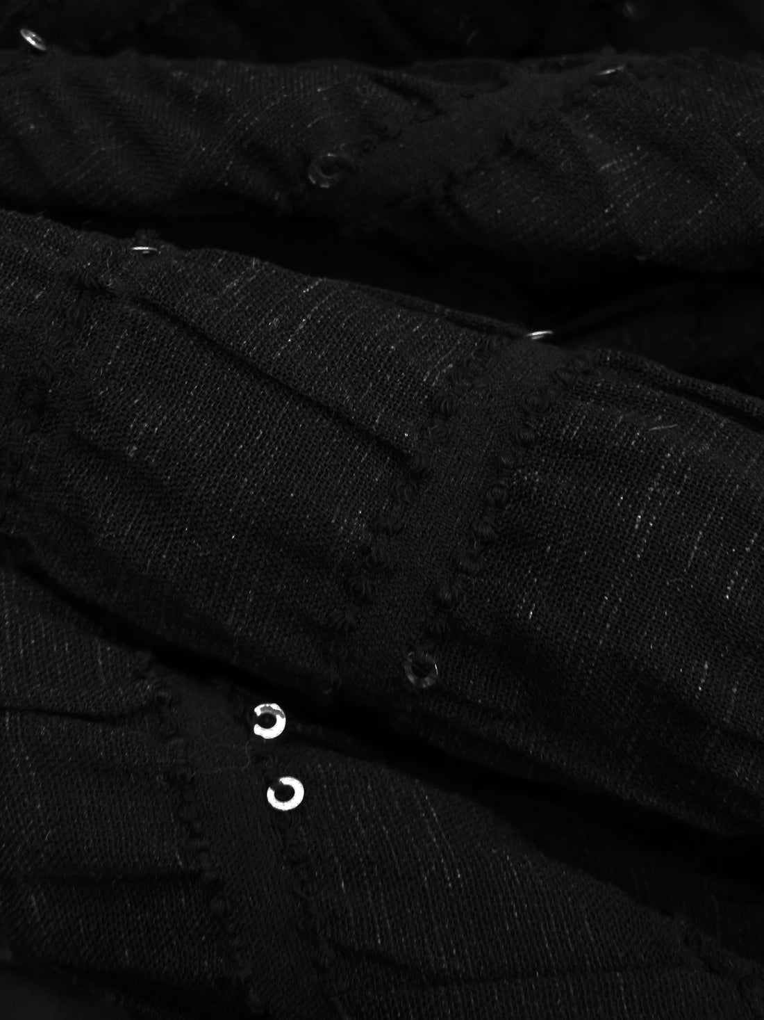 Black 100% Polyester Horizontal Stripe Sequin Shirred Chiffon - NY Designer - 54W