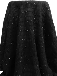 Black 100% Polyester Horizontal Stripe Sequin Shirred Chiffon - NY Designer - 54W