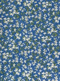 Lapis Blue/Laurel Green/White 100% Cotton Ditsy Floral Print Quilt-Weight Woven 42W