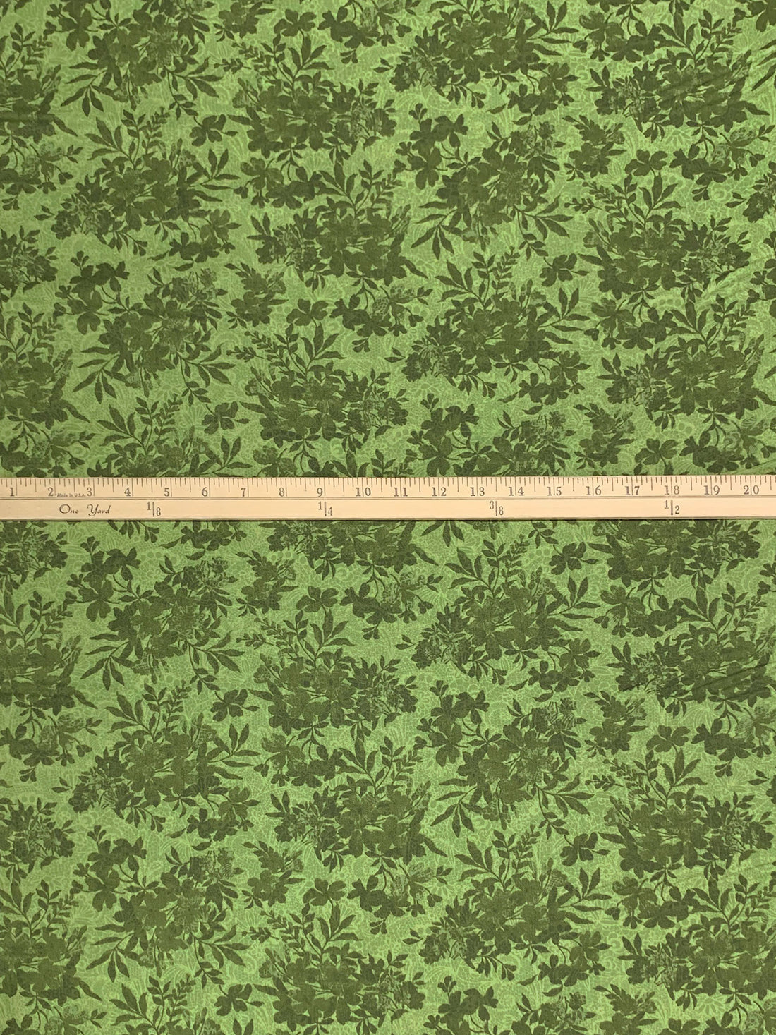 Muted Hunter Green/Soft Moss Green 100% Cotton Floral Print Quilt-Weight Woven 43W