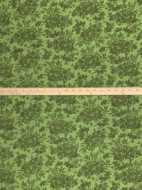 Muted Hunter Green/Soft Moss Green 100% Cotton Floral Print Quilt-Weight Woven 43W