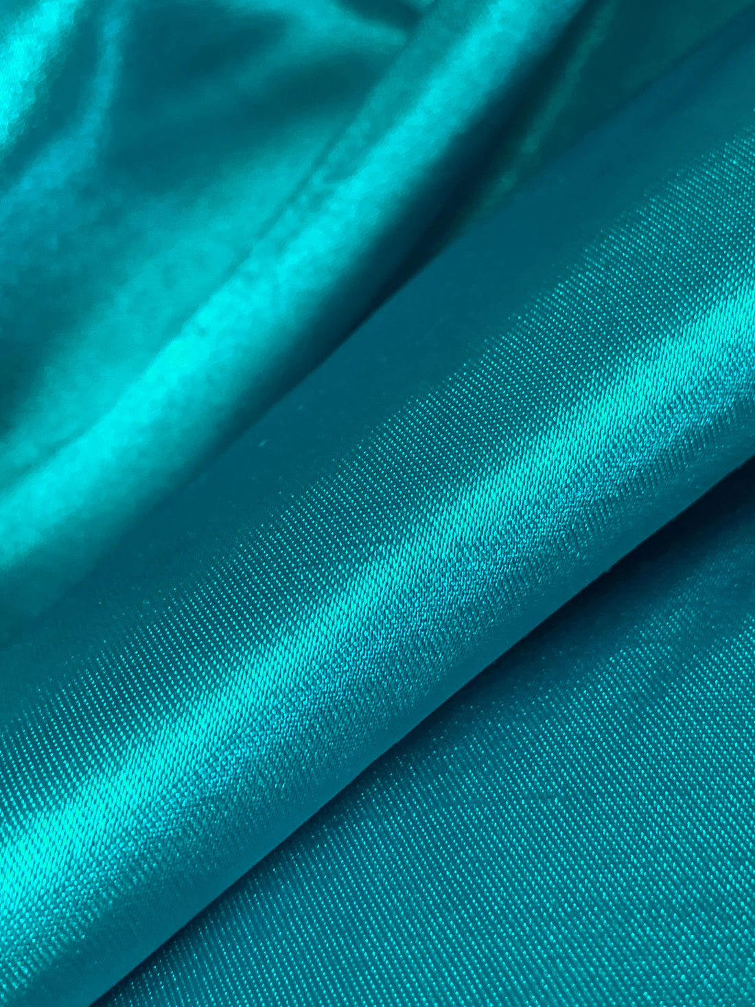 Vivid Medium Turquoise Blue 100% Polyester Satin Shantung - NY Designer - 58W