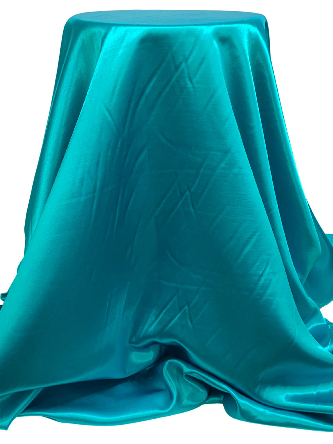 Vivid Medium Turquoise Blue 100% Polyester Satin Shantung - NY Designer - 58W