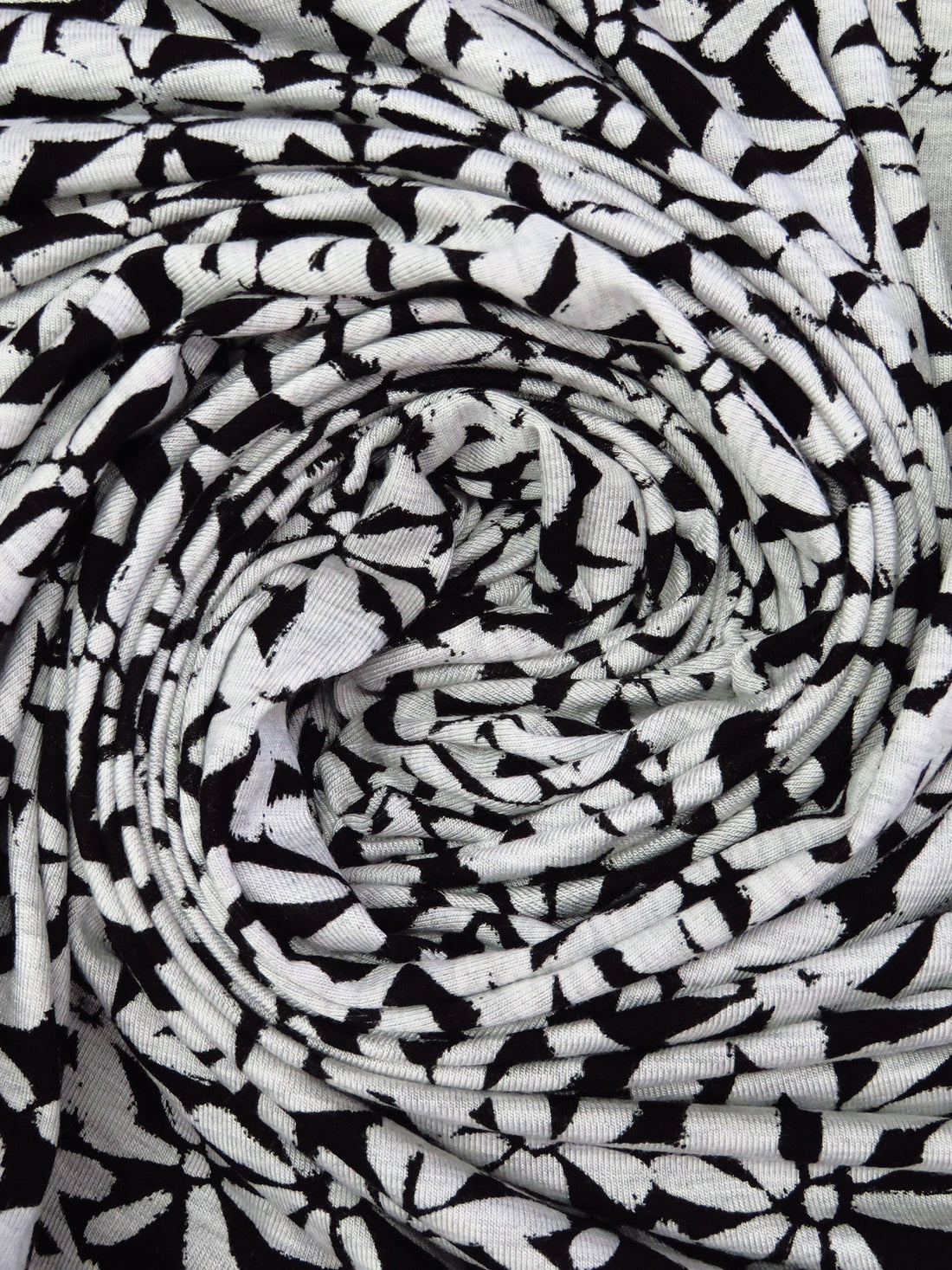 Black/Heathered Gray Bamboo/Lycra Floral Print Jersey Knit 60W