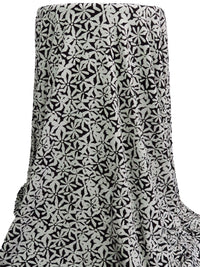 Black/Heathered Gray Bamboo/Lycra Floral Print Jersey Knit 60W