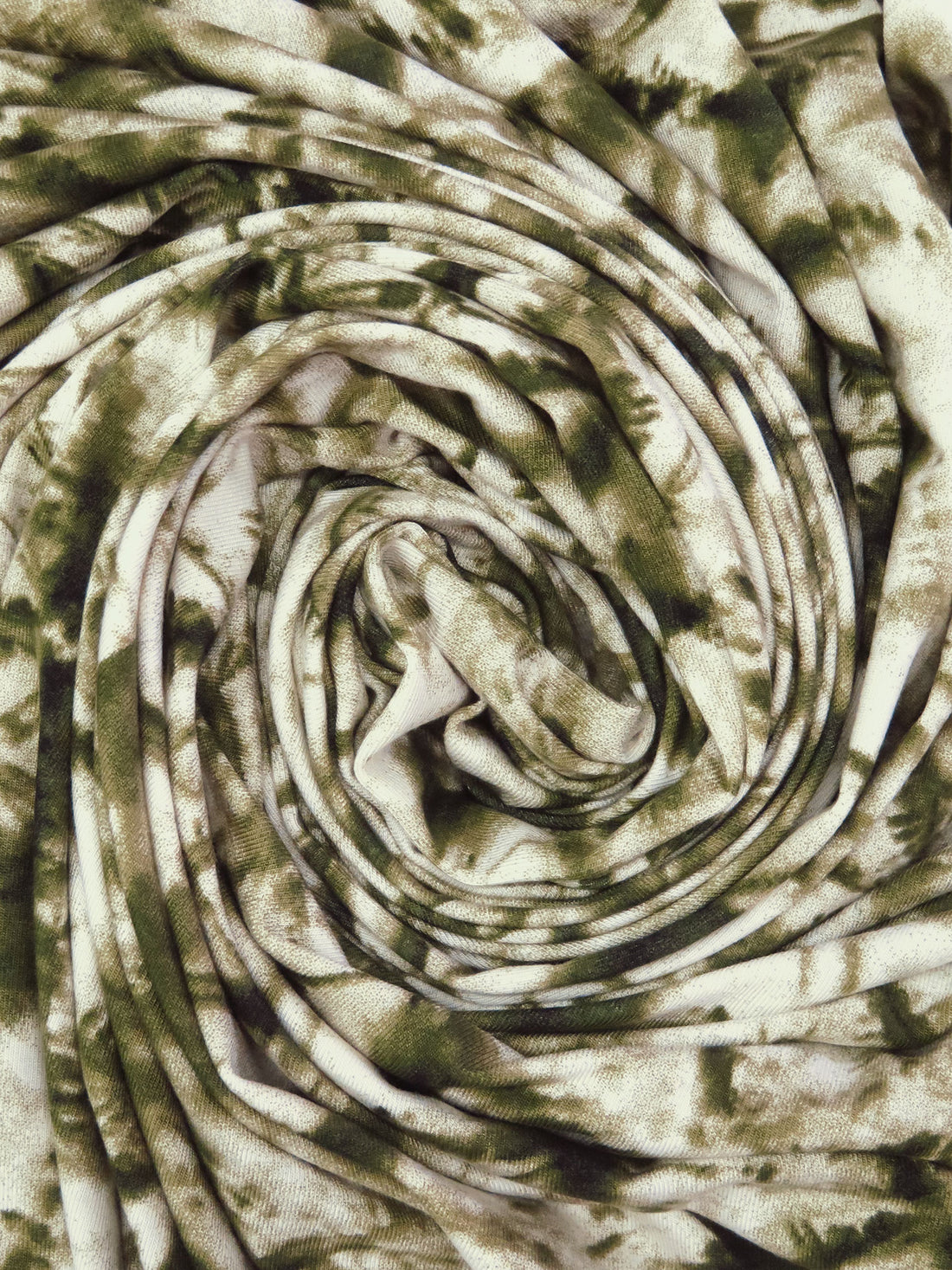 Dark Forest Green/Mustard Green/Off-White Bamboo/Lycra Abstract Grunge Print Jersey Knit 60W