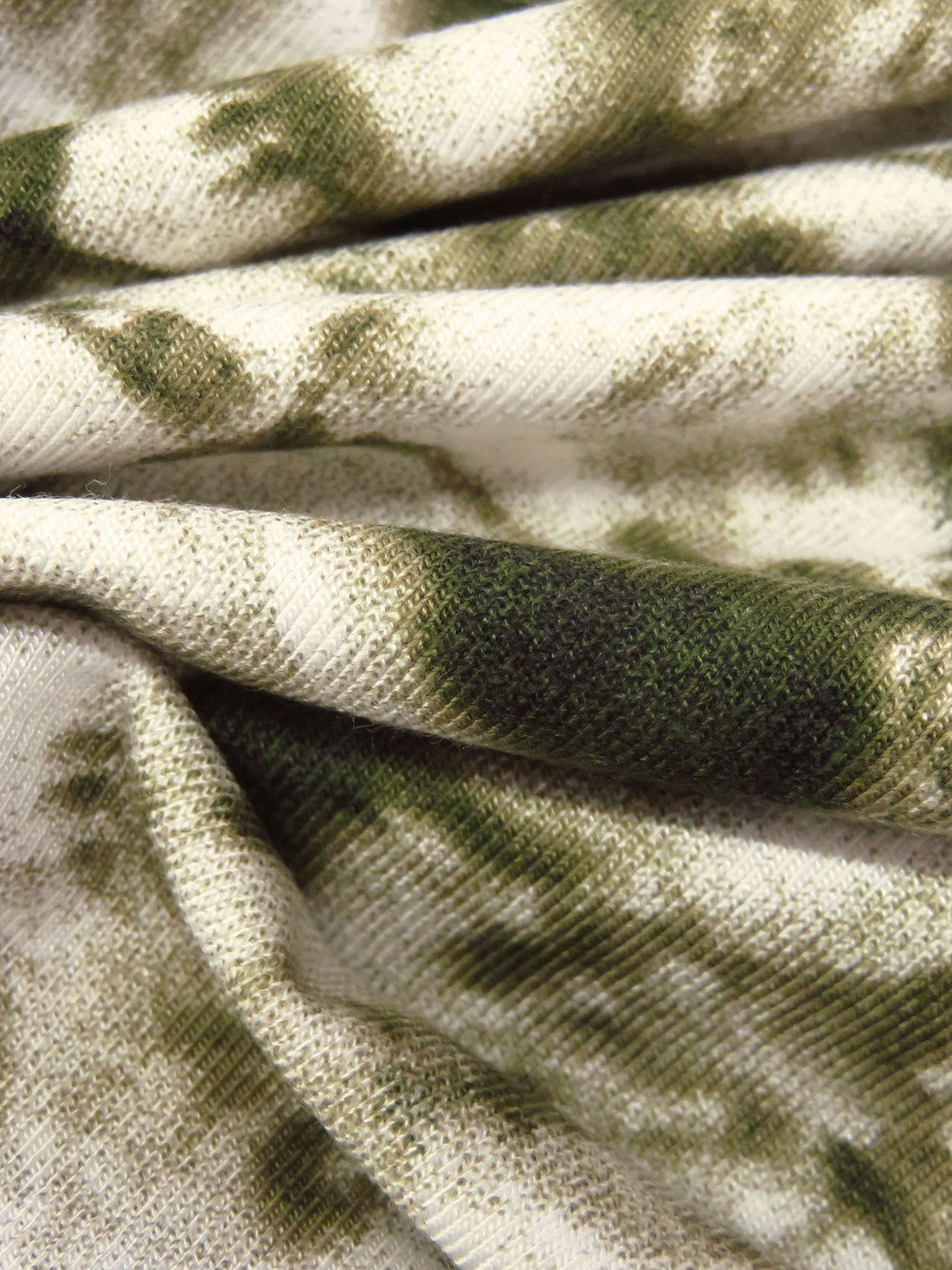 Dark Forest Green/Mustard Green/Off-White Bamboo/Lycra Abstract Grunge Print Jersey Knit 60W