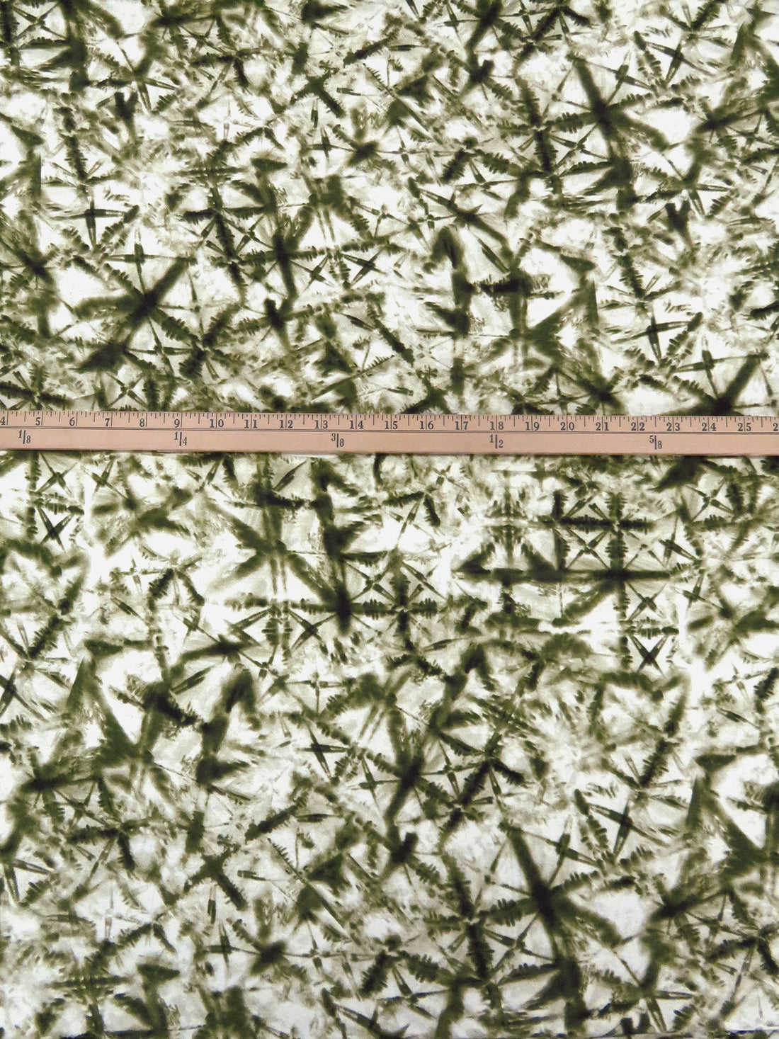 Dark Forest Green/Mustard Green/Off-White Bamboo/Lycra Abstract Grunge Print Jersey Knit 60W