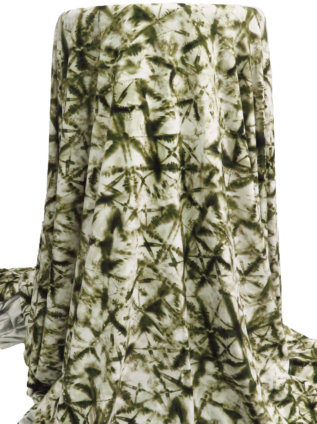 Dark Forest Green/Mustard Green/Off-White Bamboo/Lycra Abstract Grunge Print Jersey Knit 60W