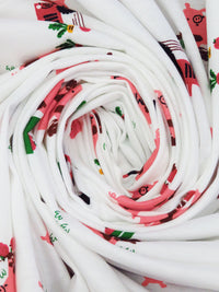 White/Red Jasper/Begonia Pink/Multi 100% Organic Cotton Farm Pigs Print Jersey Knit 58W