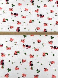 White/Red Jasper/Begonia Pink/Multi 100% Organic Cotton Farm Pigs Print Jersey Knit 58W