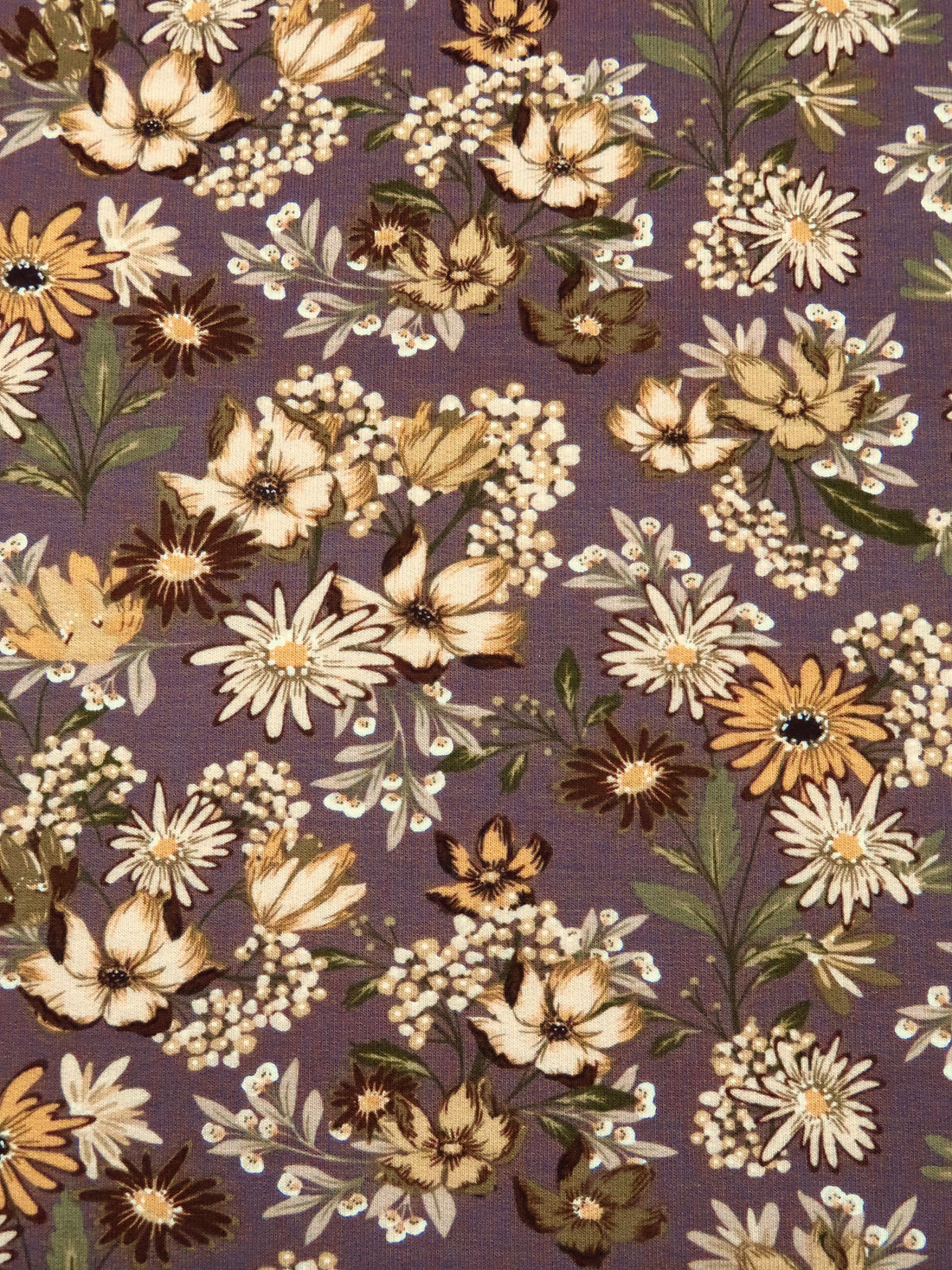 Dark Mauve Taupe/Cream/Willow Tea/Multi Bamboo/Lycra Floral Print French Terry Knit 60W