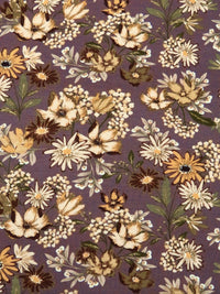 Dark Mauve Taupe/Cream/Willow Tea/Multi Bamboo/Lycra Floral Print French Terry Knit 60W