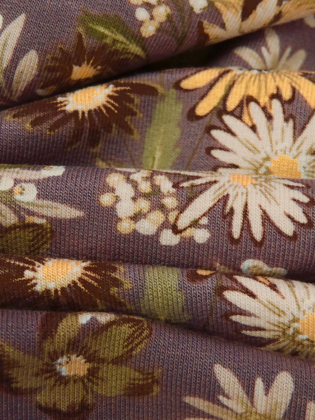 Dark Mauve Taupe/Cream/Willow Tea/Multi Bamboo/Lycra Floral Print French Terry Knit 60W