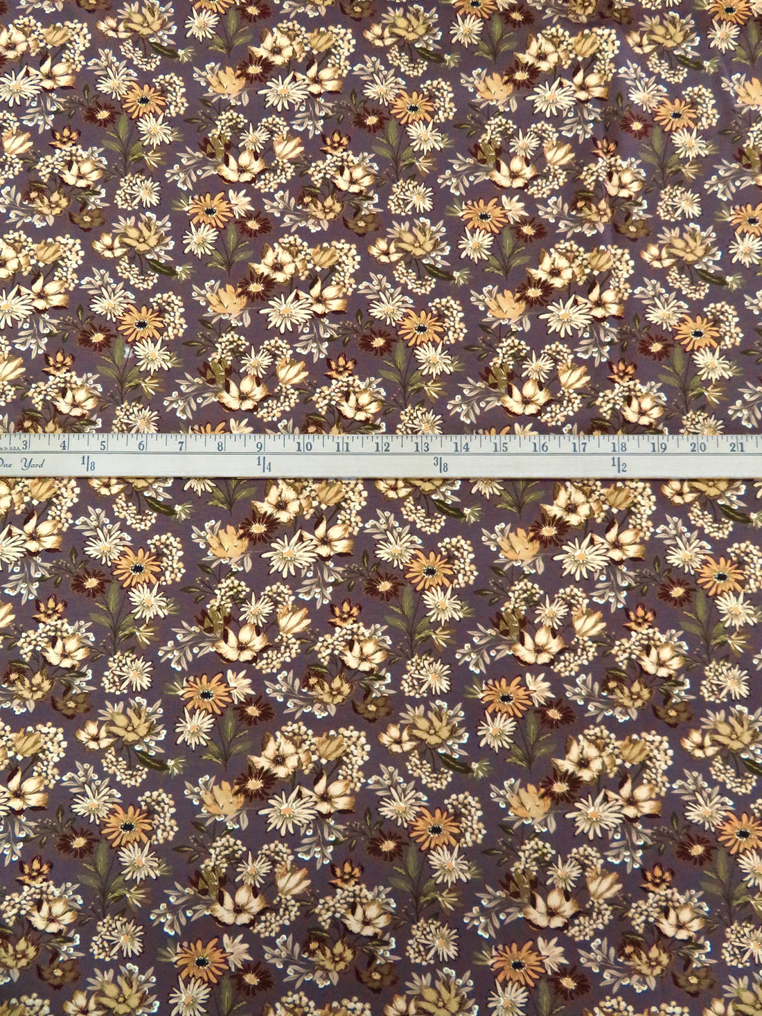 Dark Mauve Taupe/Cream/Willow Tea/Multi Bamboo/Lycra Floral Print French Terry Knit 60W