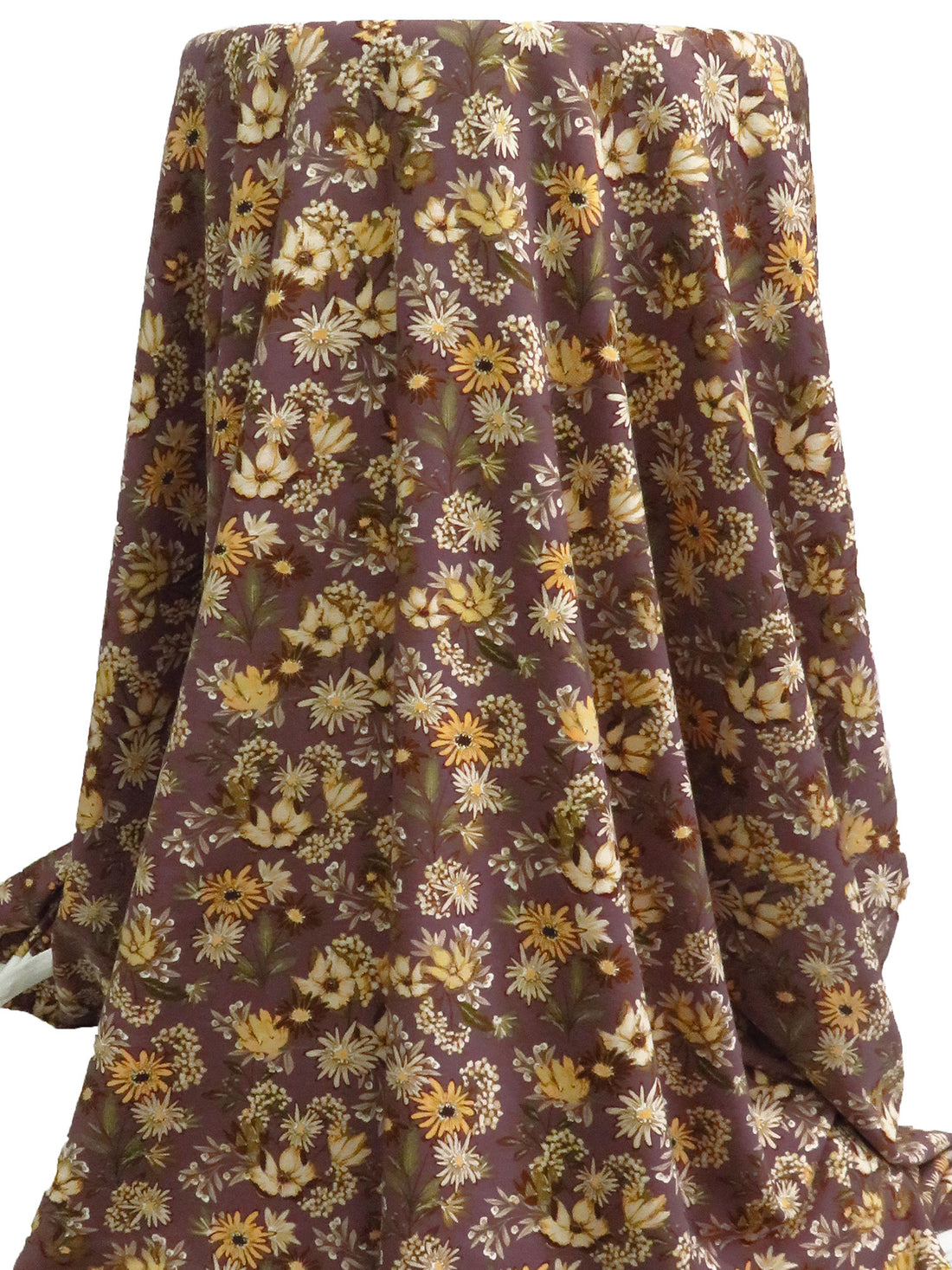 Dark Mauve Taupe/Cream/Willow Tea/Multi Bamboo/Lycra Floral Print French Terry Knit 60W