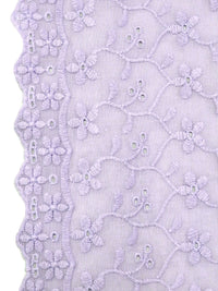 Lavender 100% Cotton Double Border Embroidered Floral Eyelet Voile 50W