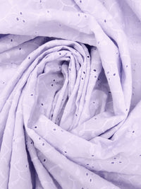 Lavender 100% Cotton Double Border Embroidered Floral Eyelet Voile 50W