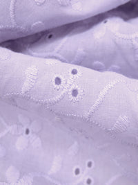 Lavender 100% Cotton Double Border Embroidered Floral Eyelet Voile 50W
