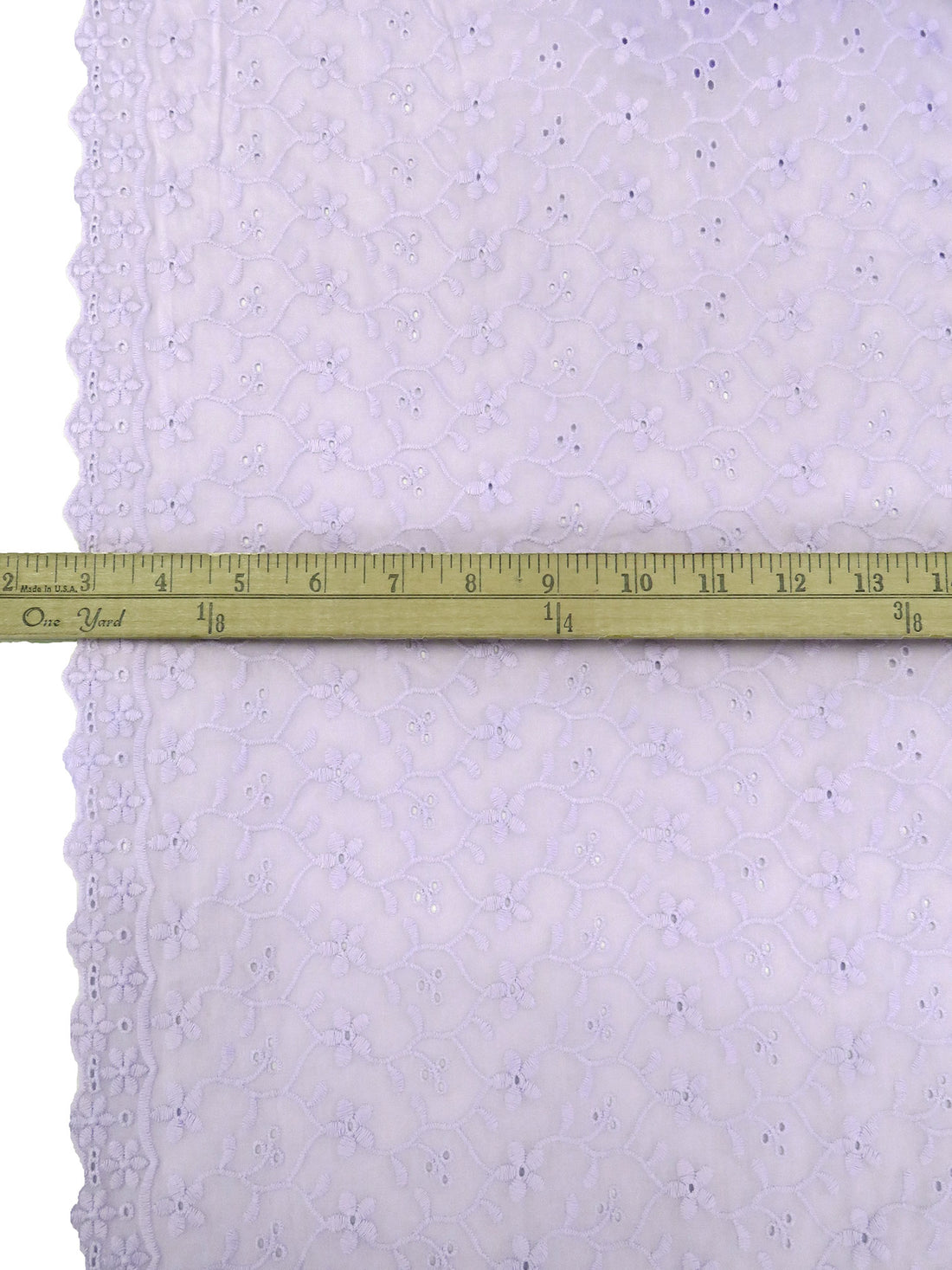 Lavender 100% Cotton Double Border Embroidered Floral Eyelet Voile 50W