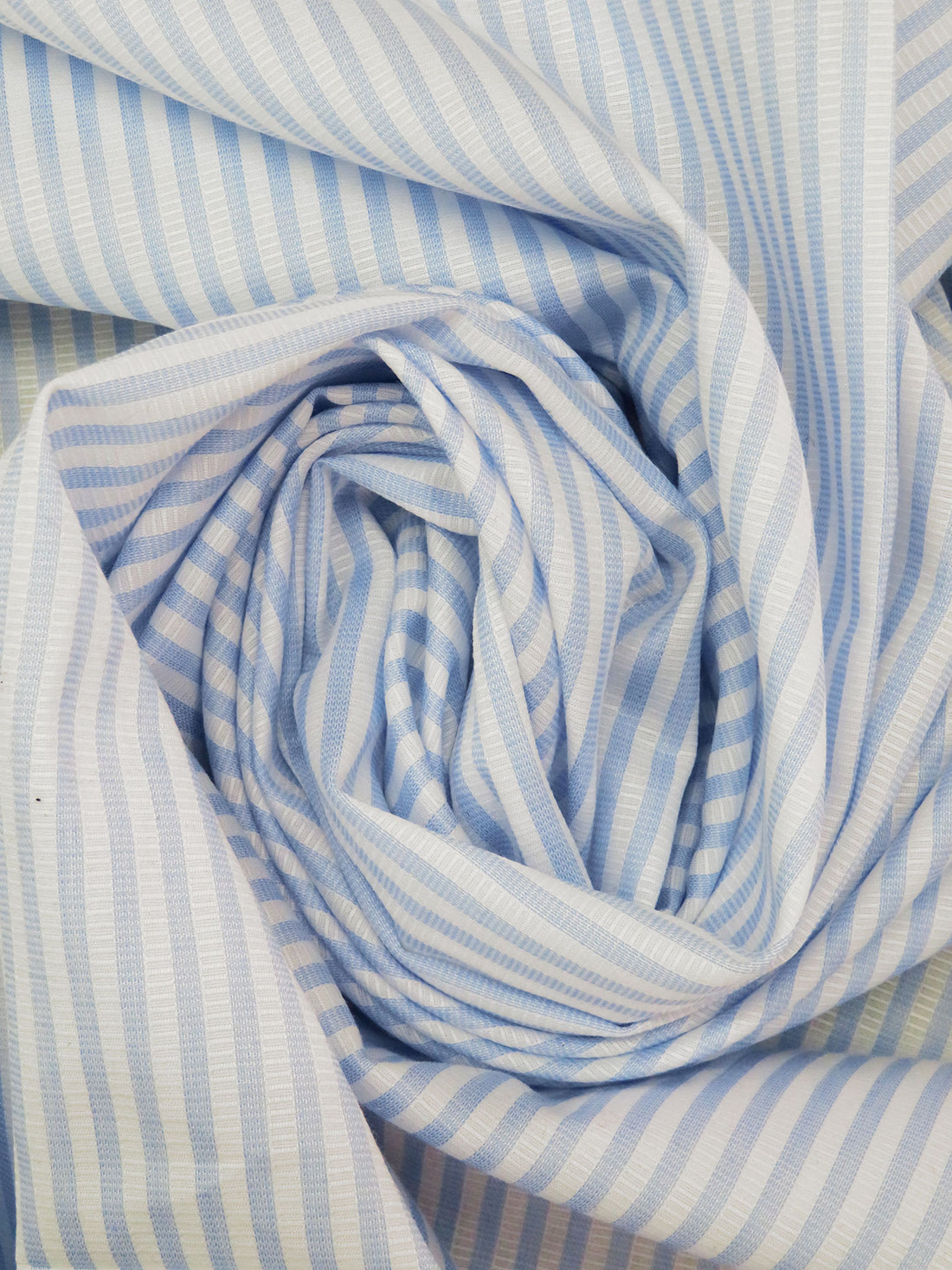 Cornflower/White 100% Cotton Vertical Stripe Weave Shirting 46W