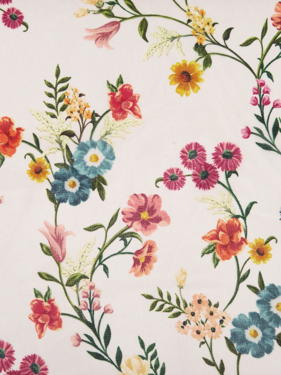 Off-White/Salmon/Olive Green/Multi 100% Polyester Wildflower Print Chiffon - NY Designer - 56W