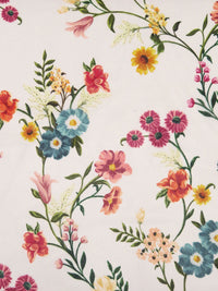 Off-White/Salmon/Olive Green/Multi 100% Polyester Wildflower Print Chiffon - NY Designer - 56W