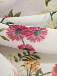 Off-White/Salmon/Olive Green/Multi 100% Polyester Wildflower Print Chiffon - NY Designer - 56W