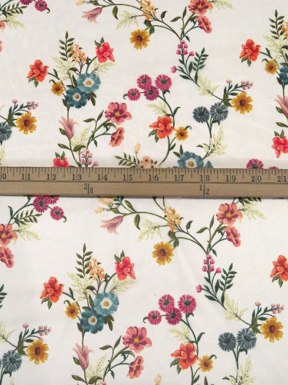 Off-White/Salmon/Olive Green/Multi 100% Polyester Wildflower Print Chiffon - NY Designer - 56W